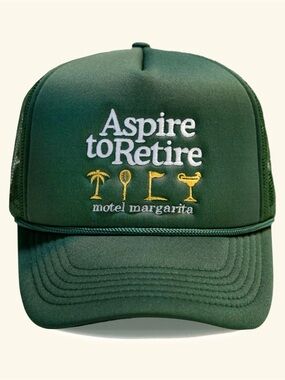 Motel Margarita “Aspire to Retire” Green Trucker Hat